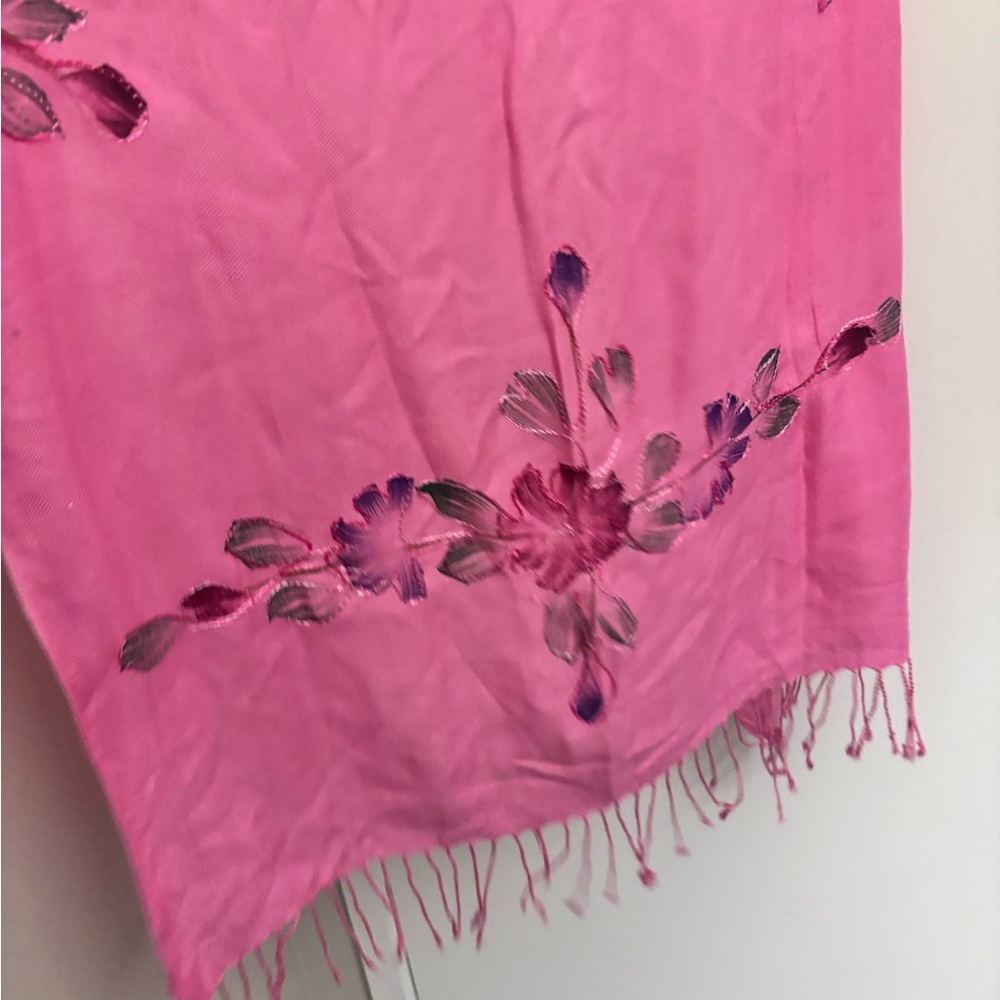 Pink Floral Scarf - Picture 5 of 7